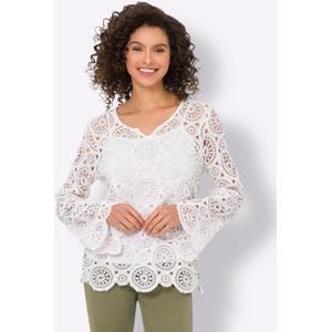 heine - Kanten Shirt - Champagne - 1-delig - Lange Mouwen - Ronde Hals