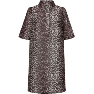 NÜMPH Jurk 'NUVILO'  mokka / lichtgrijs