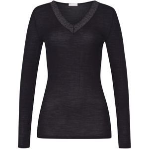 Hanro Shirt ' Woolen Lace '  zwart