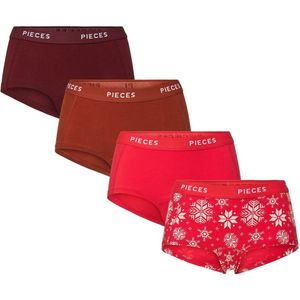 PIECES Broekje  bruin / purper / lichtrood / wit