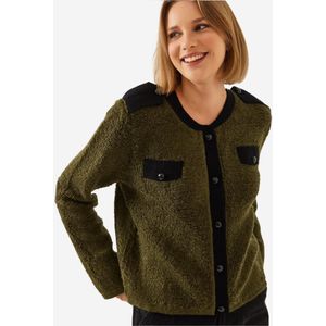 Bianco Lucci - Gebreid Vest - Olijfgroen/Zwart