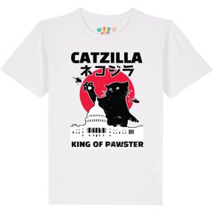 watabout.kids Shirt 'Catzilla'  rood / zwart / wit