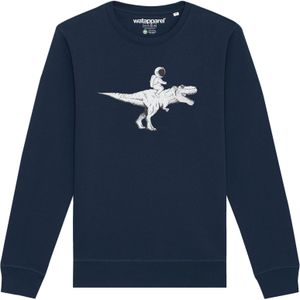Watapparel Sweatshirt ' Astronaut on T-Rex '  navy / wit gemêleerd