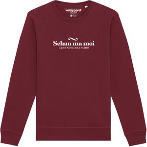 Watapparel Sweatshirt 'Schau ma moi dann seng mas scho'  bourgogne / wit