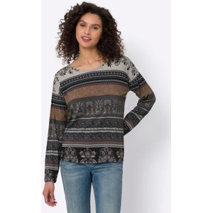 T-shirt - Bruin/Pink - 95% Viscose, 5% Elastaan - Gedessineerd