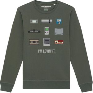Watapparel Sweatshirt 'Videogames'  kaki / donkergroen / gemengde kleuren