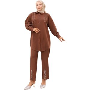 MODAMIHRAM Broekpak  bruin / transparant / wit