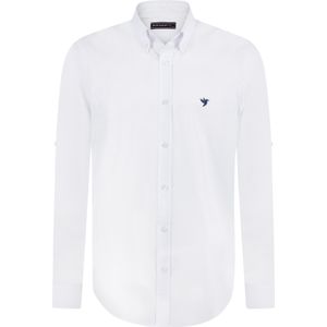 Felix Hardy - Basic Overhemd - Wit - Linnen Katoen Blend