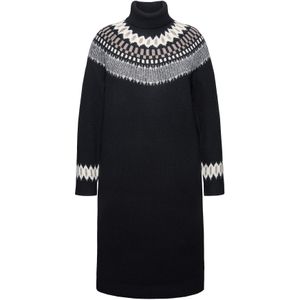 Ulla Popken - Gebreide Jurk - Grijs - Aardetinten - Zwart - Wit