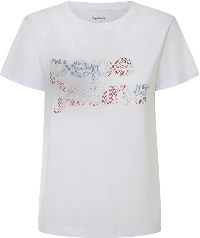 Pepe Jeans - FERNANDINE - T-shirt - Blauw - Ronde Hals - Logoprint