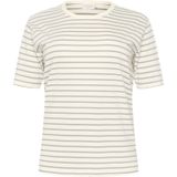 KAFFE - CURVE - Shirt - Grijs/Wit - Ronde Hals - Gestreept
