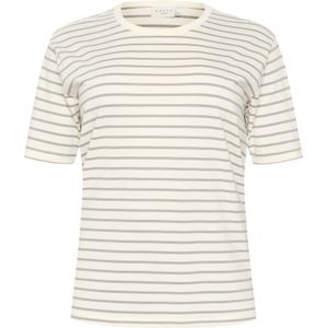 KAFFE - CURVE - Shirt - Grijs/Wit - Ronde Hals - Gestreept