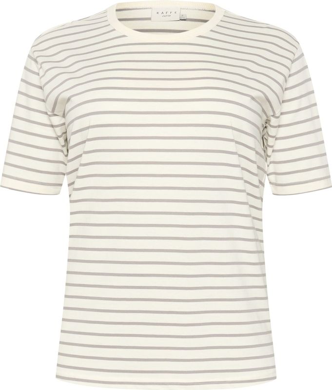 KAFFE - CURVE - Shirt - Grijs/Wit - Ronde Hals - Gestreept