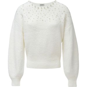 Salsa - Trui - Wit - Gevoerde Zoom, Geribd Ceintuurtje, Lange Mouw