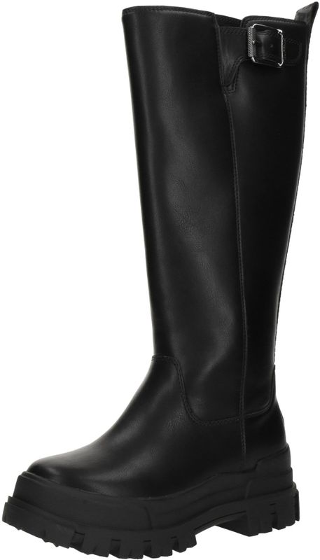 Buffalo - ASPHA RIDING BOOT HI - Laarzen - Zwart - Plateau - Lange Laarzen met Verstelbare Gespen