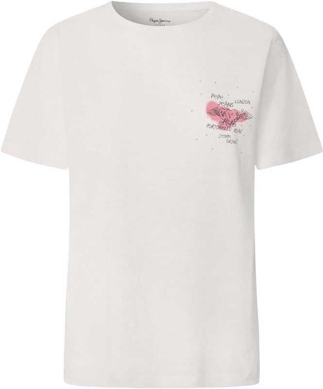 Pepe Jeans - Babs - T-shirt - Abrikoos / Oudroze / Zwart / Wit