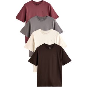 Next Shirt  crème / donkerbruin / grijs / cranberry