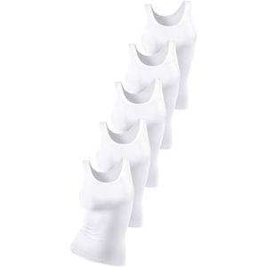 Petite fleur - Hemd - Wit - Set van 5 - Mouwloos - Diepe Ronde Hals