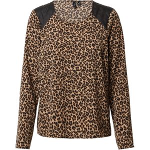 VERO MODA Shirt 'SERENA'  crème / bruin / zwart