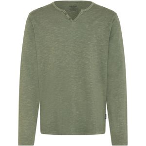 Blend - BHIVALDE SPILT NCK L/S TEE - T-shirt - Thyme - Regular Fit - 100% Katoen