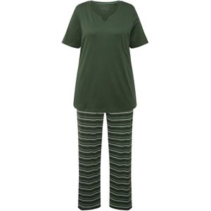 Ulla Popken Pyjama  kaki / jade groen / zwart / wit
