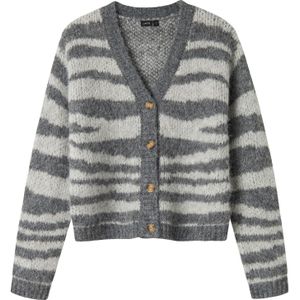 Cardigan - Gestreept - Gebreid Vest - Hoge Hals - Knoopsluiting - Lange Mouwen