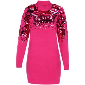 faina Gebreide jurk  fuchsia