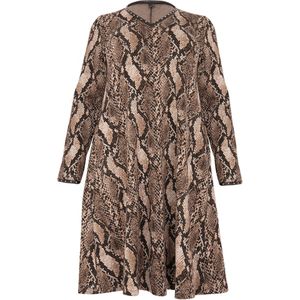 YOEK Jurk  beige / bruin / donkerbruin / zwart