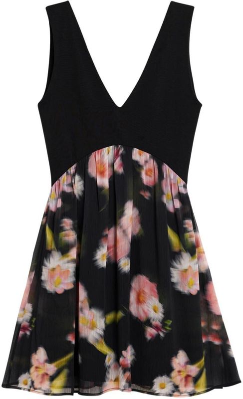 Desigual - Jurk - Gemengde Kleuren - Kort - V-hals - Bloemenprint