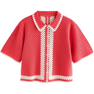 Next Gebreid vest  lichtrood / wit