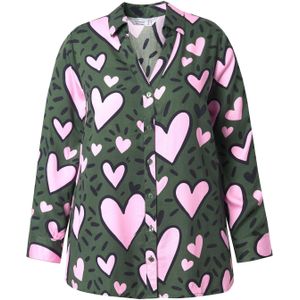 MIAMODA Blouse  donkergroen / pink / zwart