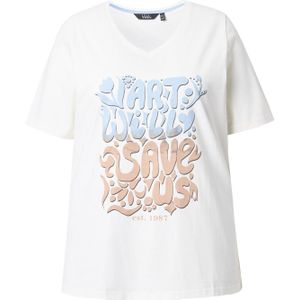 Ulla Popken Shirt  beige / lichtblauw / offwhite