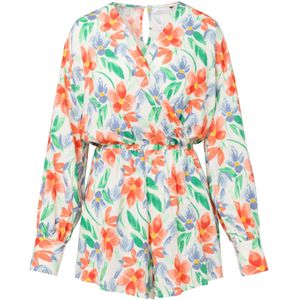 Laurella Jumpsuit  duifblauw / groen / oranje / wit