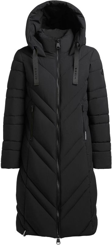 Gewatteerde lange jas met capuchon, model 'NASHI'