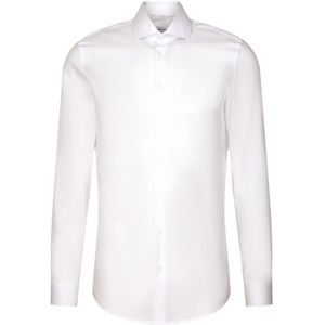 Seidensticker - Businessoverhemd - Wit - Shaped 1/1 Extra Lange Kentkraag Structuur
