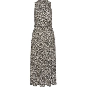 Little Black Dress - Zwart/Beige - Midi - All-Over Print - Hoge Sluiting