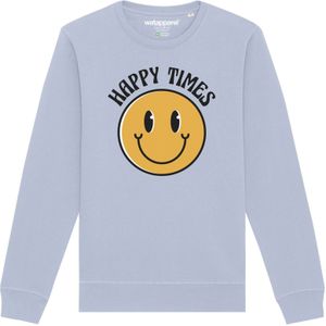 Watapparel Sweatshirt ' Happy times smiley emoji '  lichtblauw / gemengde kleuren