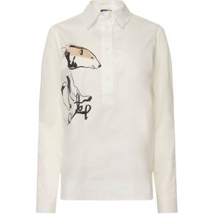 LAURASØN Blouse  beige / zwart / wit