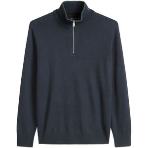Marc O'Polo - Trui - Marine - Halve Rits - Geribbelde Kraag