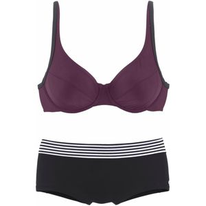 Unikleur - Beugelbikini - Zwart - Bordeaux - Polyamide