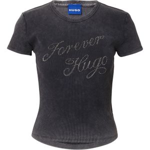 HUGO - Dever - T-shirt - Zwart - Ronde Hals - Met Opschrift Voor