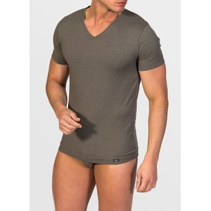 zd ZERO DEFECTS Onderhemd 'V-Neck T-shirt Soya Yarn'  donkergroen