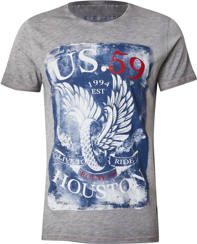 Key Largo Shirt 'HOUSTON'  grijs / rood / wit