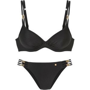 Look - Beugelbikini - Zwart - Gewatteerde Cups - Licht Glanzend