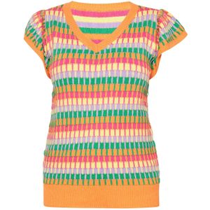 SANIKA Trui 'Fashion Look'  donkergroen / lavendel / oranje / pink