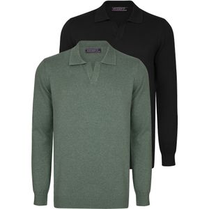 Felix Hardy - Polokraag Trui - Zwart-Groen - Pullover Set - 2 Pack - Heren