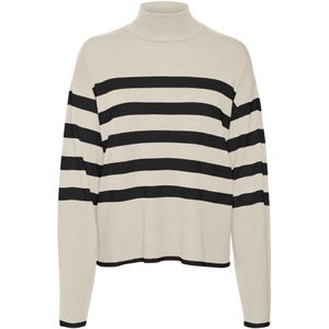 VERO MODA Trui 'Happiness'  beige / nachtblauw
