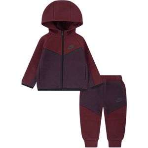 Nike Sportswear Joggingpak 'TECH FLEECE'  donkergrijs / rood / wijnrood