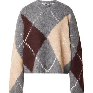 Noella Oversized trui 'Lai'  beige / donkergrijs / donkerrood / wolwit