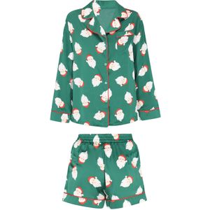 swirly Korte pyjama 'Cosy'  beige / donkergroen / rood / wit